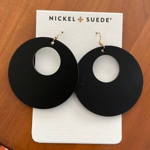 Nickel & Suede Black Nova leather earrings